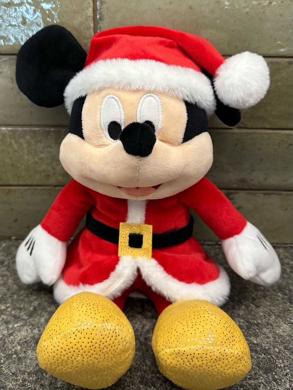 Disney Festive Mickey Mouse Plush Toy in Red Santa Outfit - Holiday Kids Toy